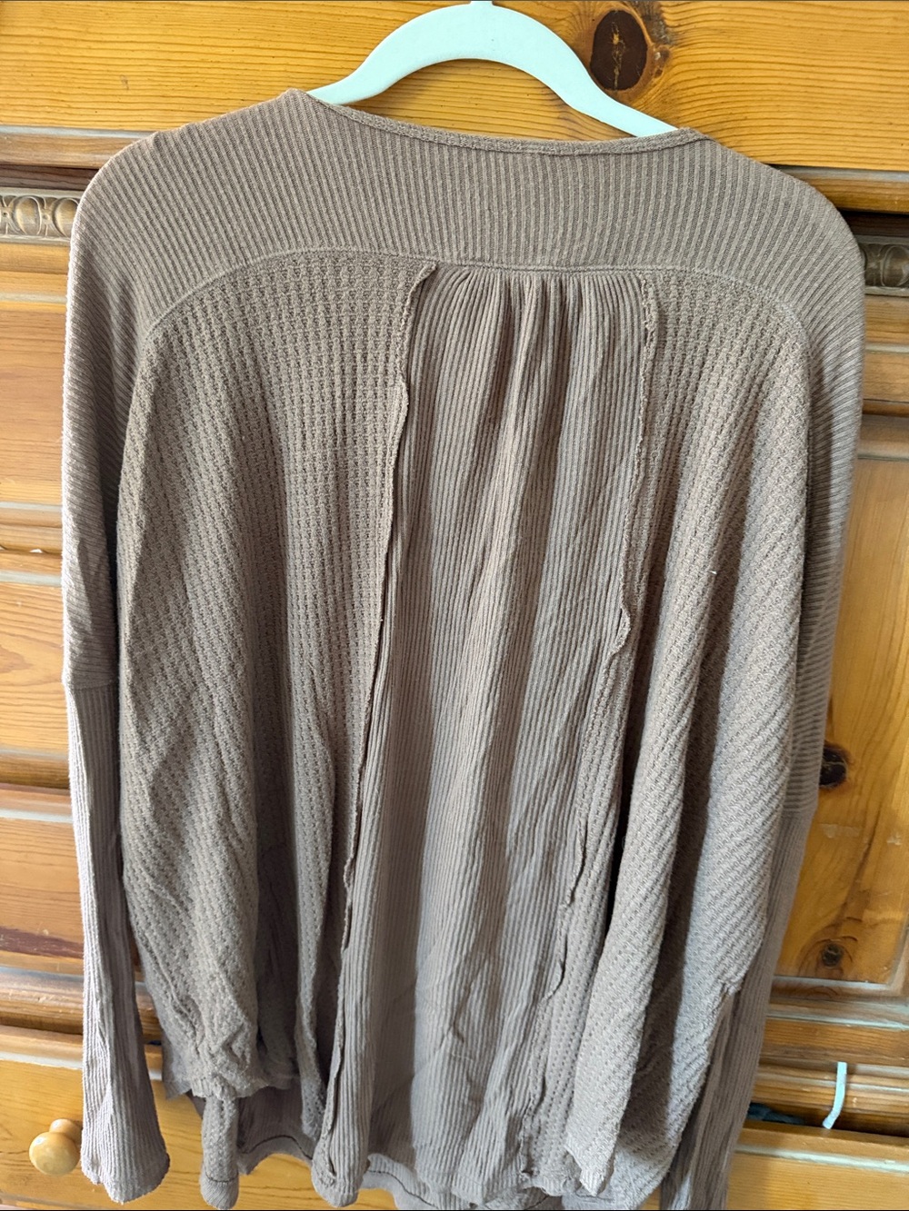 Free People Brown Ribbed Button-Front Henley - Picture 2 of 2